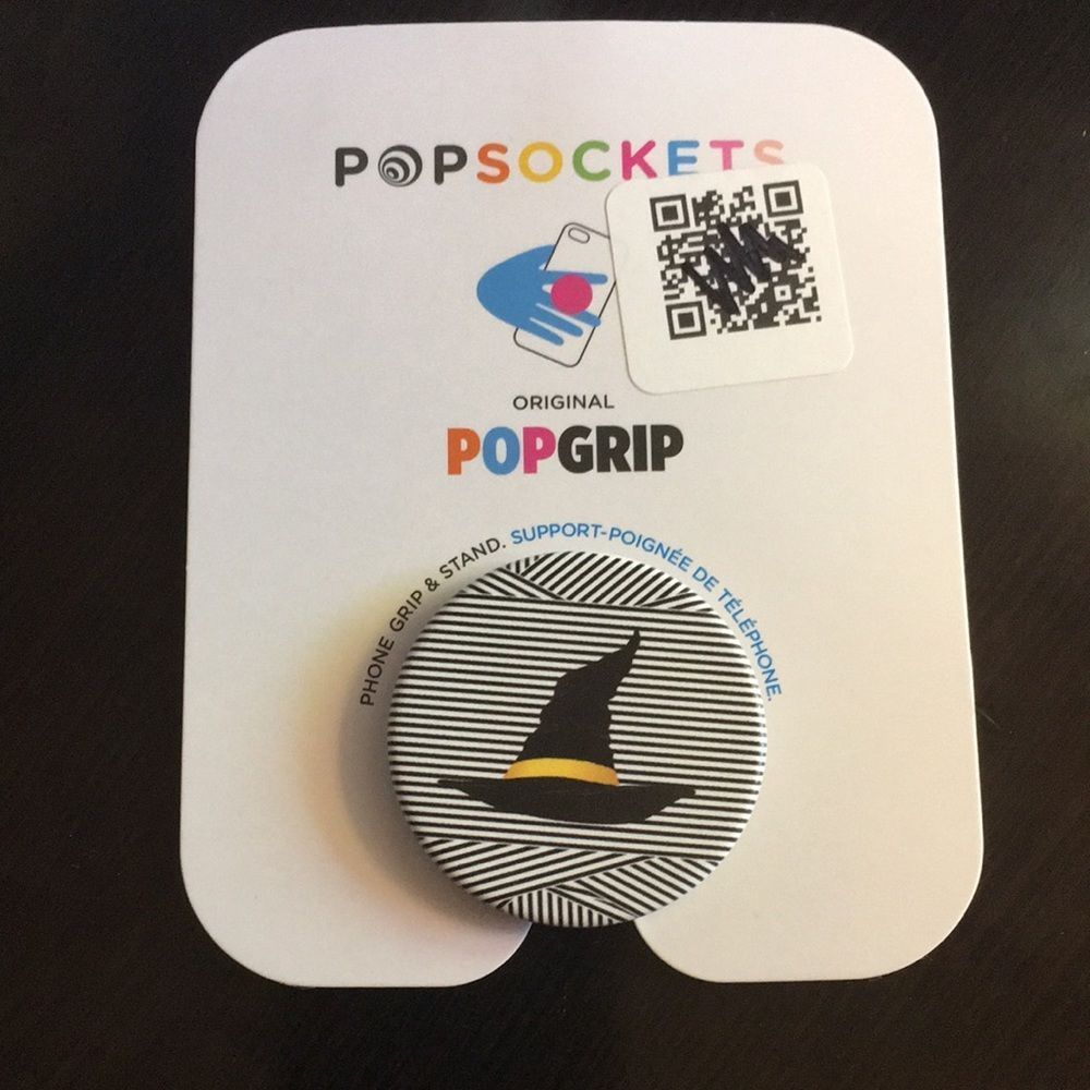 PopSocket Phone Grip Witches hat on Black & White